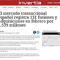 El mercado transaccional espaol registra 131 fusiones y adquisiciones en febrero por 4.539 millones